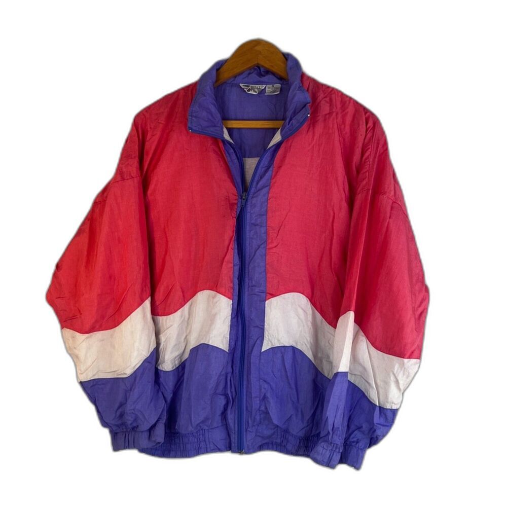 Bolo Spirit VTG 80s Track Nylon Jacket Colorful Full Zip Lightweight Size Medium